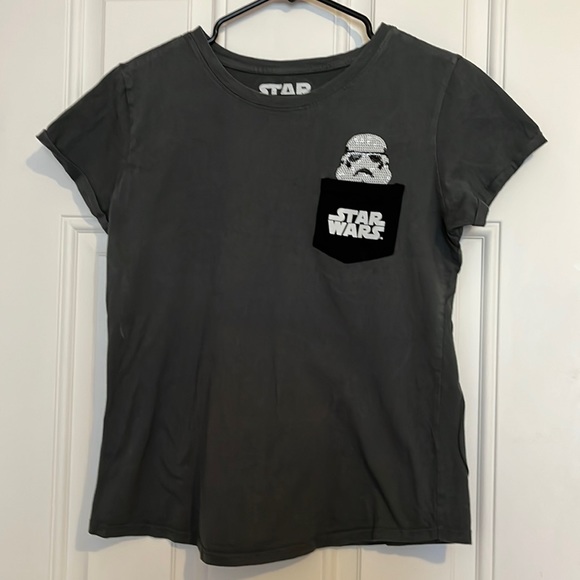 Star Wars Tops - Ladies size M Star Wars Stormtrooper sequin pocket tshirt